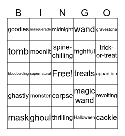 Spoopy Bingo Card