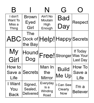 Music Bingo Card