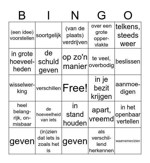 Over taal, blok 1 en 2 - schooltaalwoorden Bingo Card