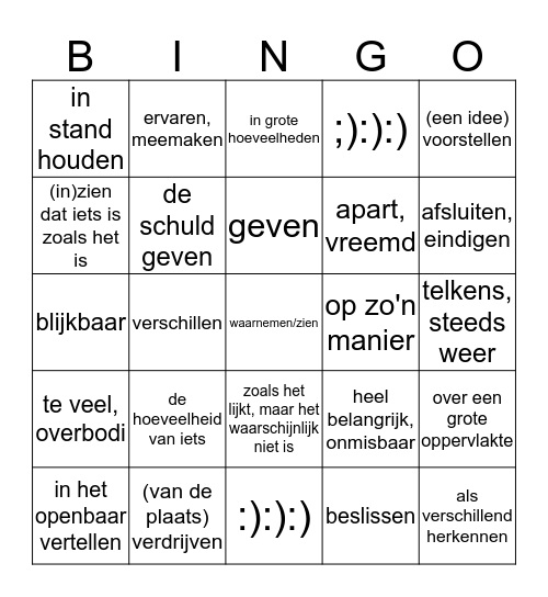 Over taal, blok 1 en 2 - schooltaalwoorden Bingo Card