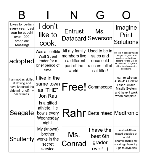 Manufacturing Day Bingo Card