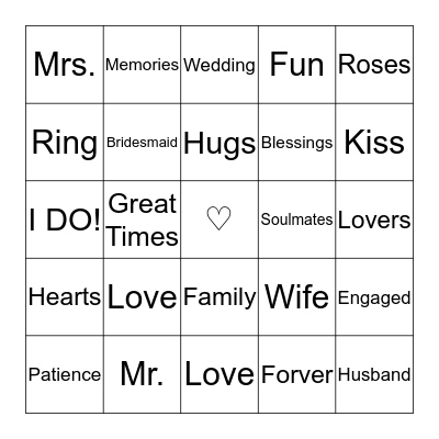 ♡ Val & Brian's Engagement Party Bingo ♡  Bingo Card