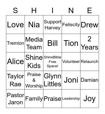 S*H*I*N*E BINGO Card
