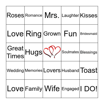 ♡ Val & Brian's Engagement Party Bingo ♡  Bingo Card