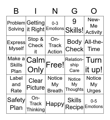 Skills System! Bingo Card