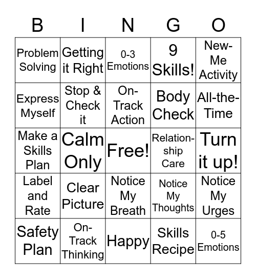 Skills System! Bingo Card