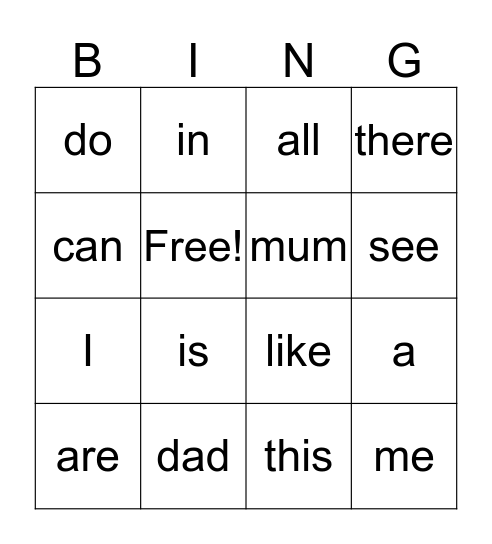 Sight Words List 1 and 2 Bingo Card
