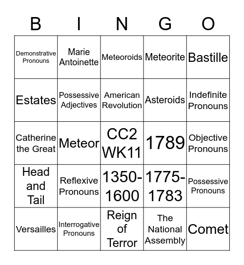 Classical Conversation Cycle 2, Week 11 Bingo Card