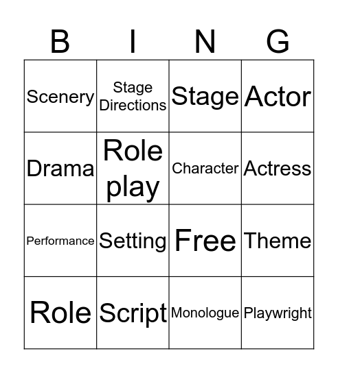 Drama Bingo Card