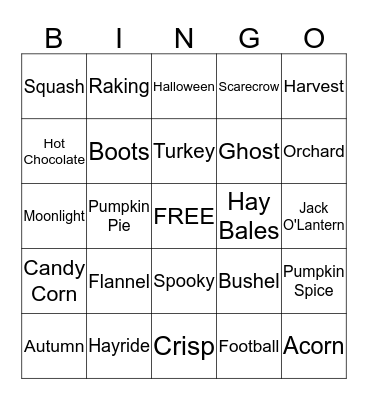 Chemical Bank - Fall Bingo Card