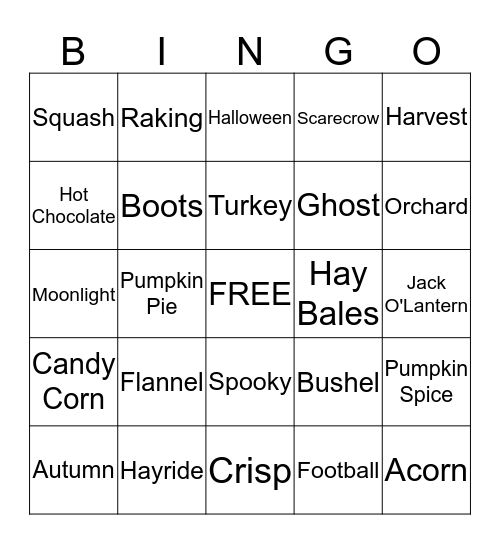 Chemical Bank - Fall Bingo Card