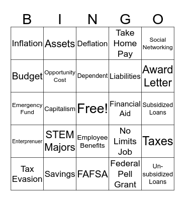 Personal Finance  Bingo Card