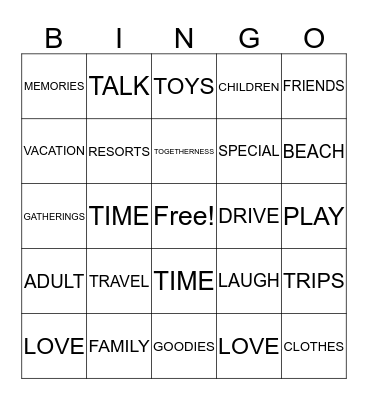 FUN TIMES Bingo Card