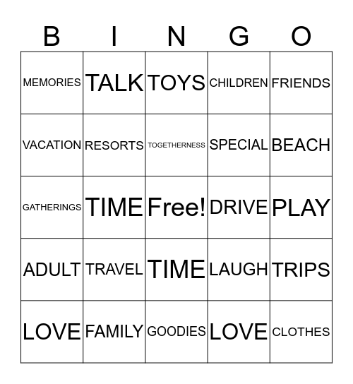 FUN TIMES Bingo Card