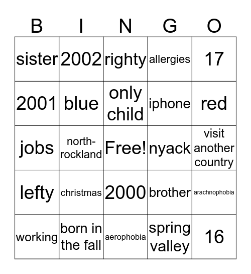 Human Bingo Card