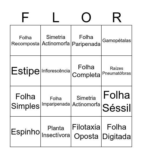 Bingotânica Bingo Card