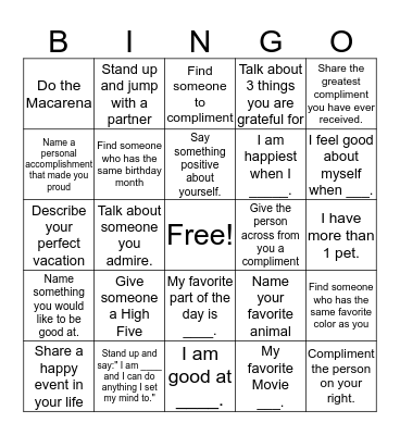 BREAK THE ICE Bingo Card