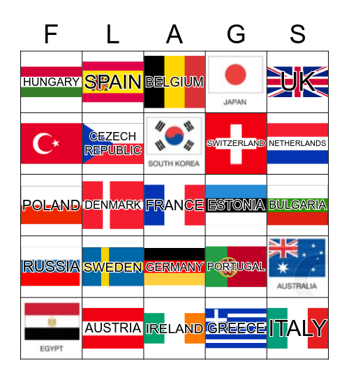 FLAGS Bingo Card