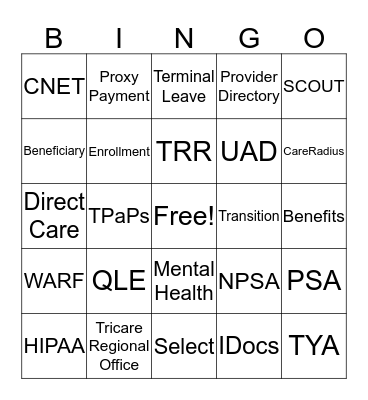 TRICARE Bingo Card