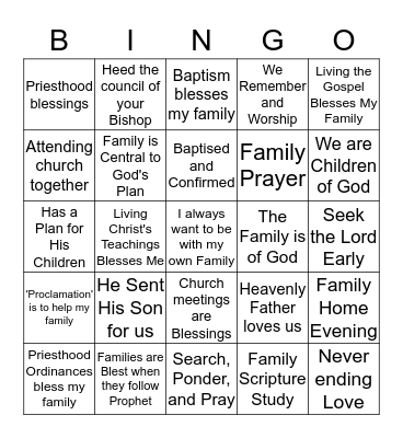 Families are Forever Bingo Card