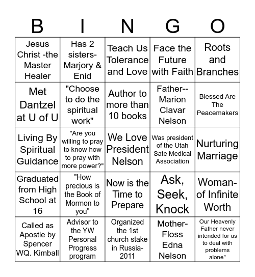 Prophet, Promise, Power Bingo Card