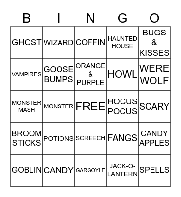 SCARE-O-RAMA BINGO! Bingo Card