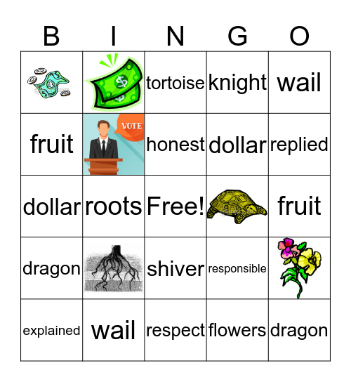 First Grade Unit 2 Bingo Card