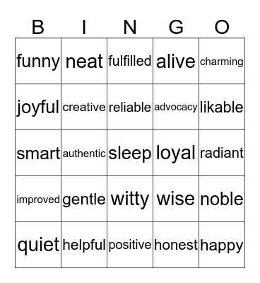 RECOVERY & POSITIVITY Bingo Card