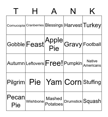 Thanksgiving Bingo Card