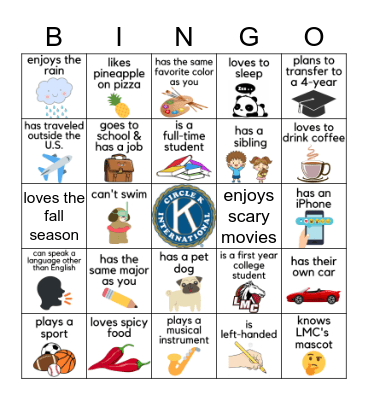 Los Medanos Circle K Bingo! Bingo Card