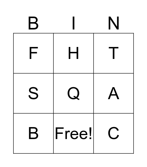 Alphabet Bingo Card
