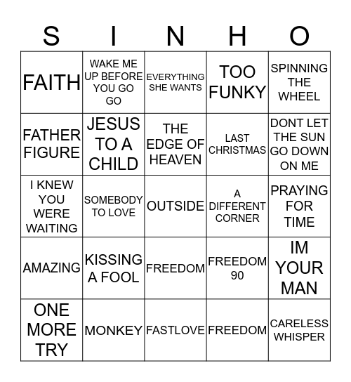 124 BEST OF GEORGE MICHEAL Bingo Card