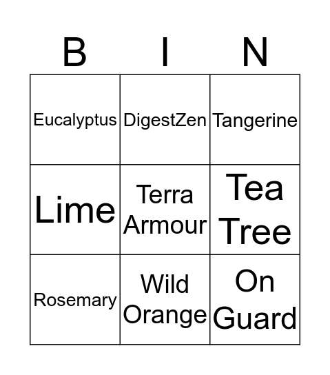 Doter Bingo Card