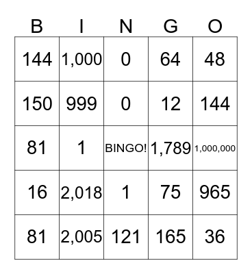 MATHS IN ENGLISH Bingo Card