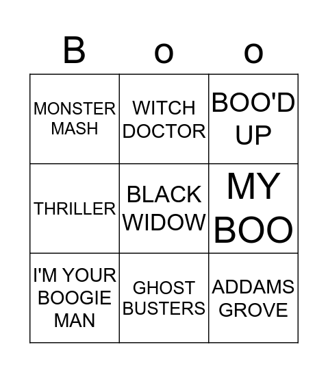 spooky  Bingo Card