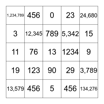 MATHS IN ENGLISH Bingo Card