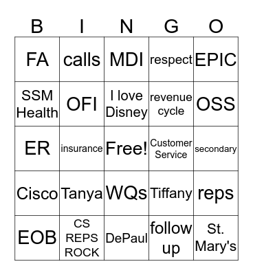 SSM HEALTH CS WEEK Bingo Card