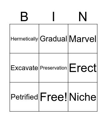 Pompeii Bingo Card