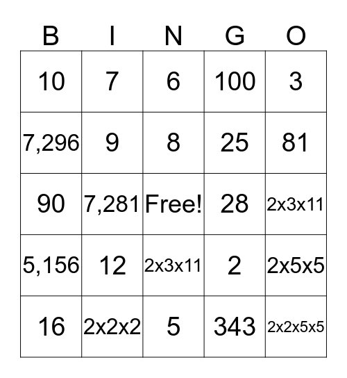 Chapter 1 Review Bingo Card