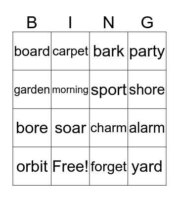 List #9  Bingo Card