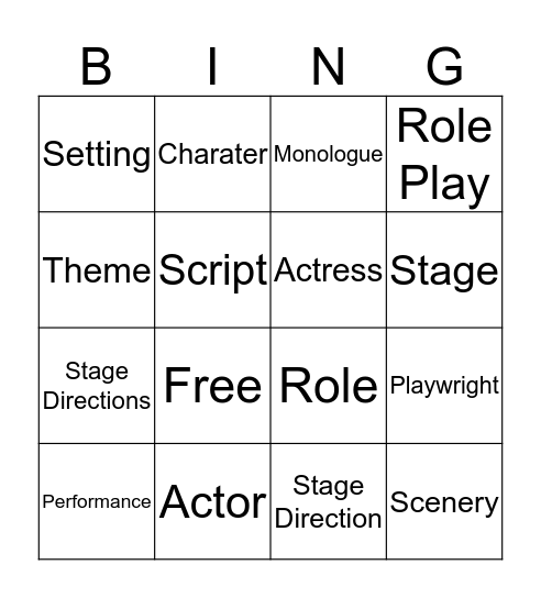 Drama Bingo Card