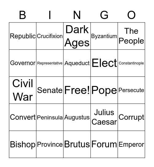RISE & FALL OF ROME Bingo Card