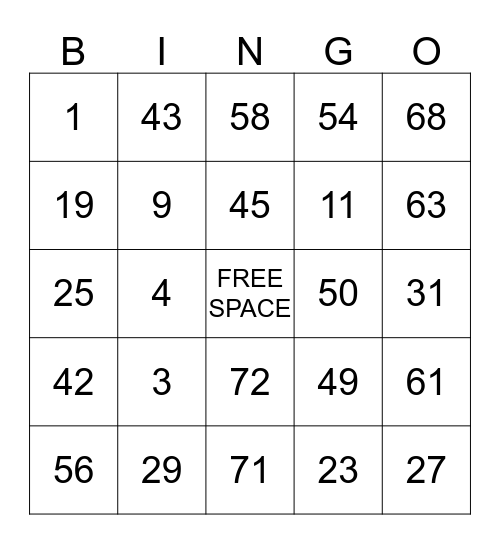 CSW Bingo Card
