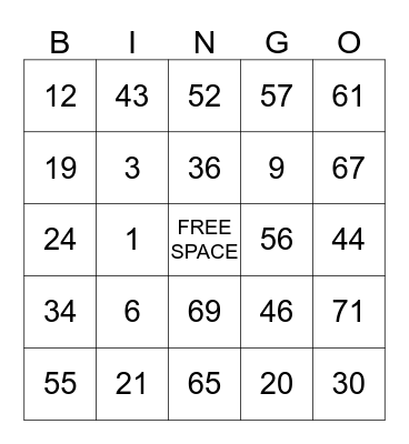 CSW BINGO Card