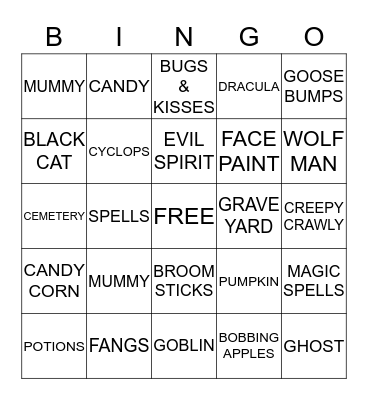 SCARE-O-RAMA BINGO! Bingo Card