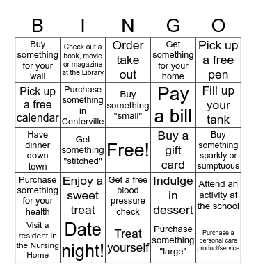 Centerville Chamber Bingo Card