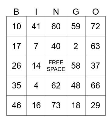 CSW BINGO Card