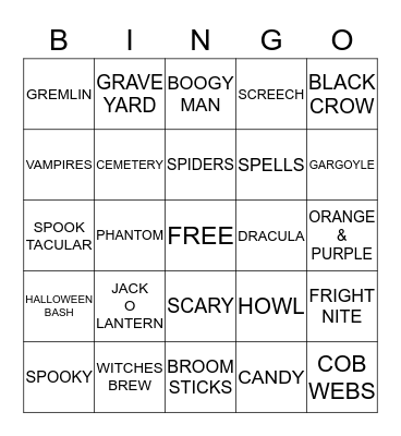 SCARE-O-RAMA BINGO! Bingo Card
