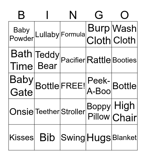 Nikita's Baby Shower Bingo Card