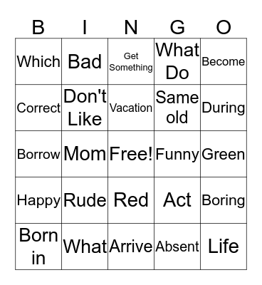 ASL Bingo Card